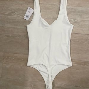 Double-layered Seamless Fabric Sweetheart Bodysuit XXS white